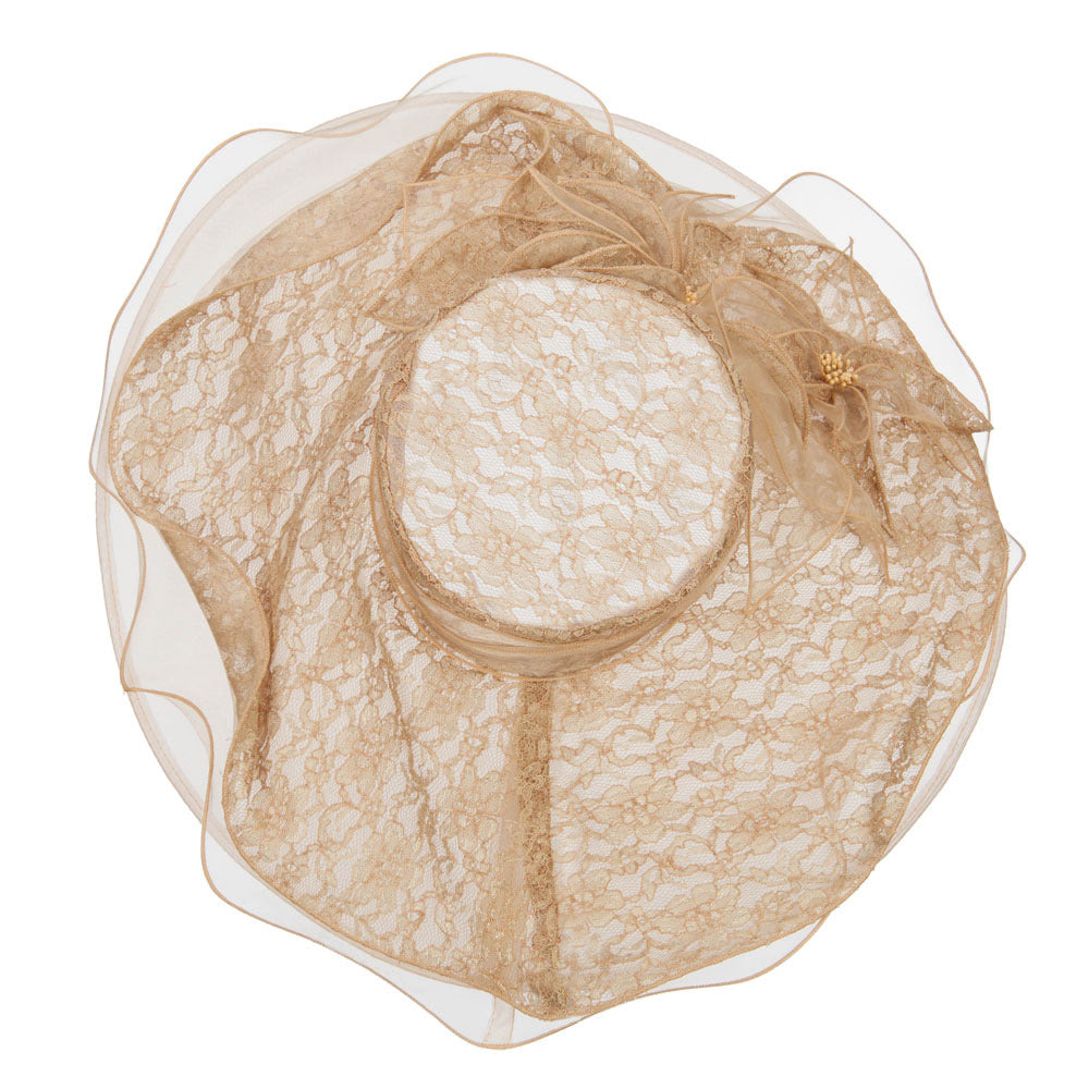 Lace Covered Wide Organza Hat