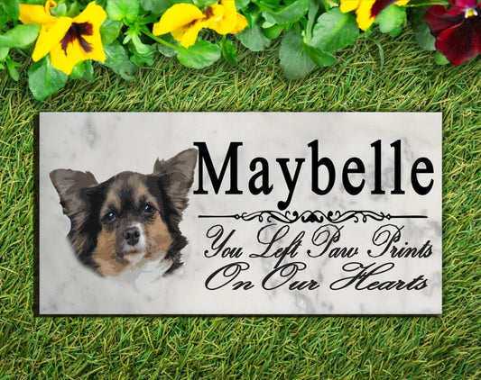 Long Haired Chihuahua Memorial Stone Dog Grave Marker Custom Garden Plaque