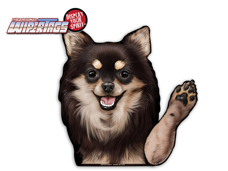 Roxie the Long Hair Chihuahua Waving Dog WiperTags