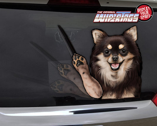 Roxie the Long Hair Chihuahua Waving Dog WiperTags