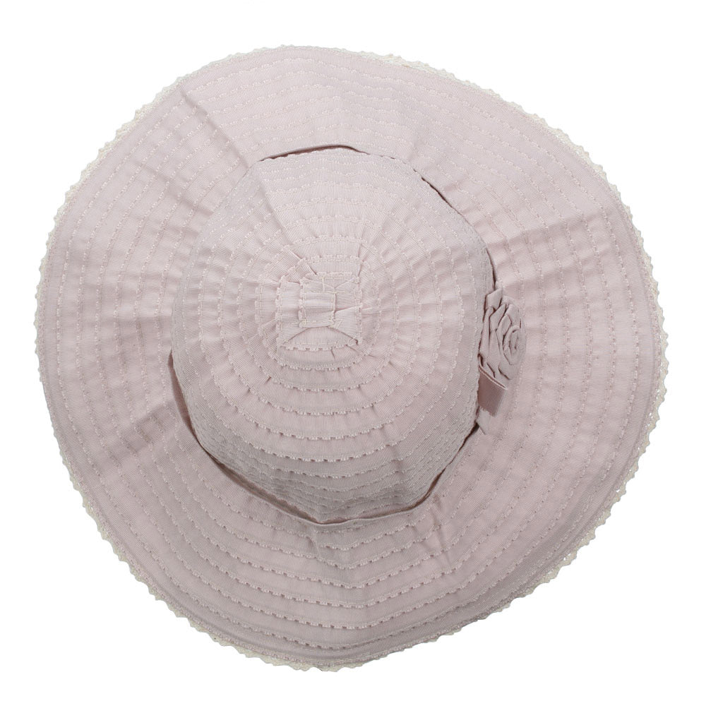 Crushable Bucket Hat With Flower Accent