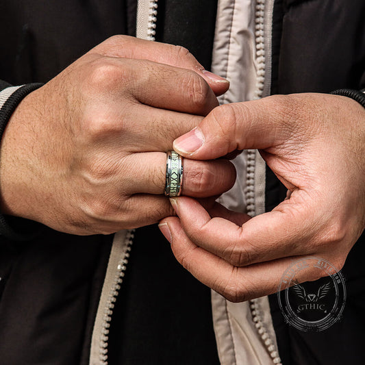 Luminous Runes Stainless Steel Ring