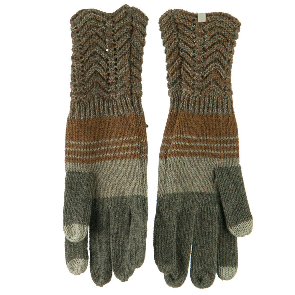 Women's Lace Knit Striped Texting Glove