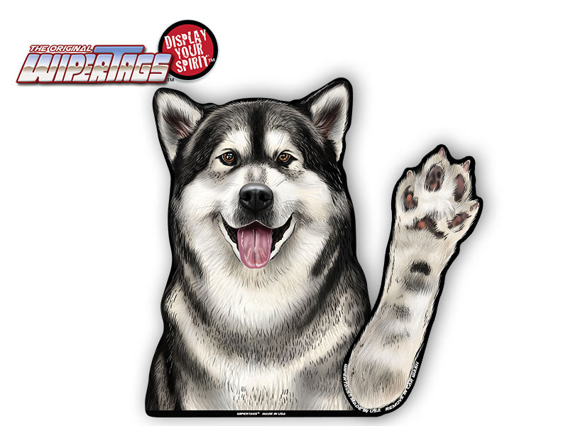 Tundra the Alaskan Malamute Waving Dog WiperTags