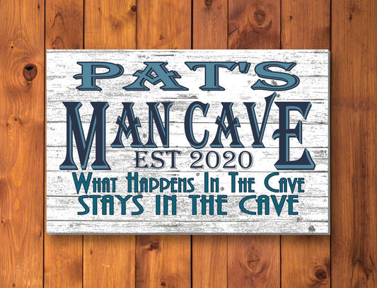 Personalized Man Cave Gift – Custom Wood Sign with Name & Est. Year | Funny Cave Decor for Him