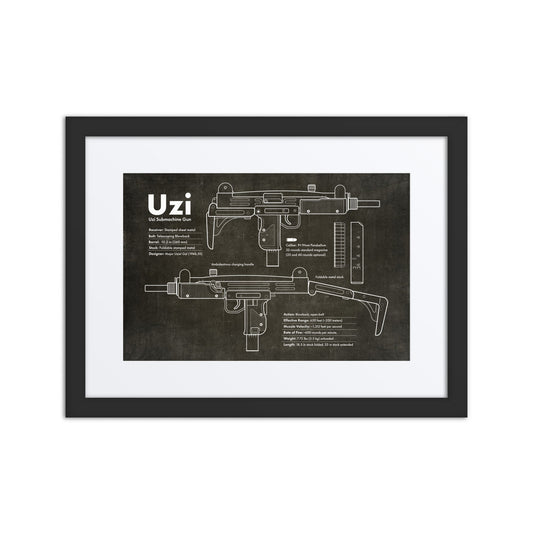 Uzi Schematics Framed Print