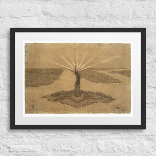 The Statue of Liberty Bartholdi Presentation Drawing Framed Matted Print