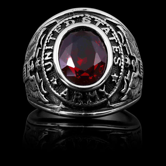 United States Military Red Stone Army Ring