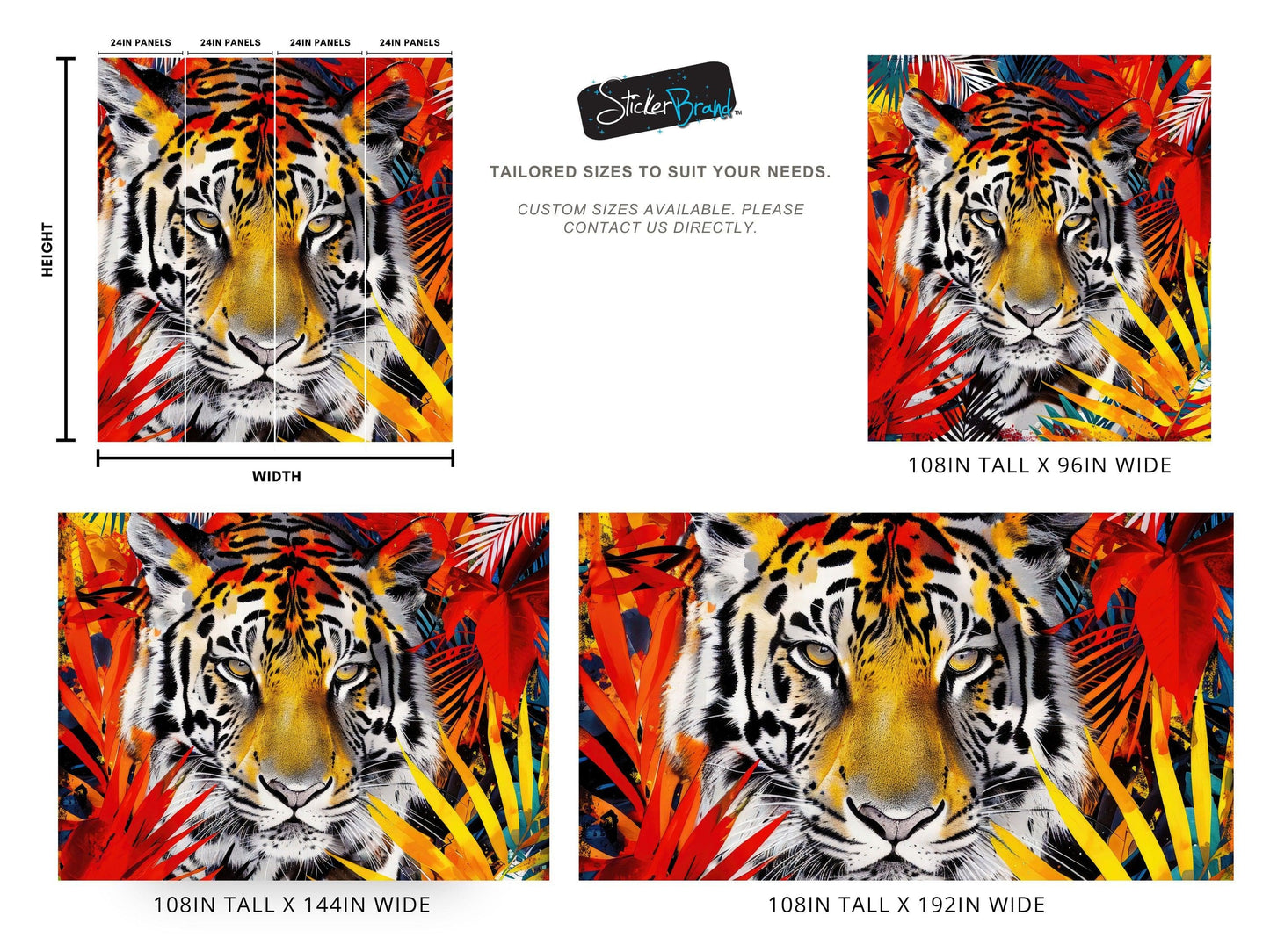Glamour Chic Colorful Jungle Tiger Wall Mural. #6926