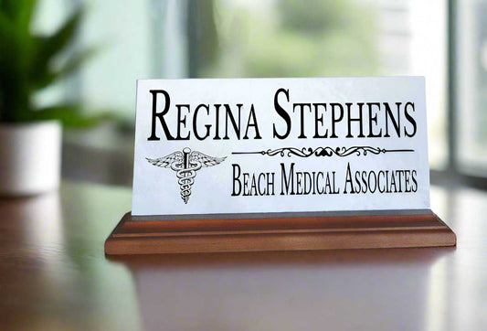 Personalized Medical Desk Nameplate – Custom Marble Plaque
