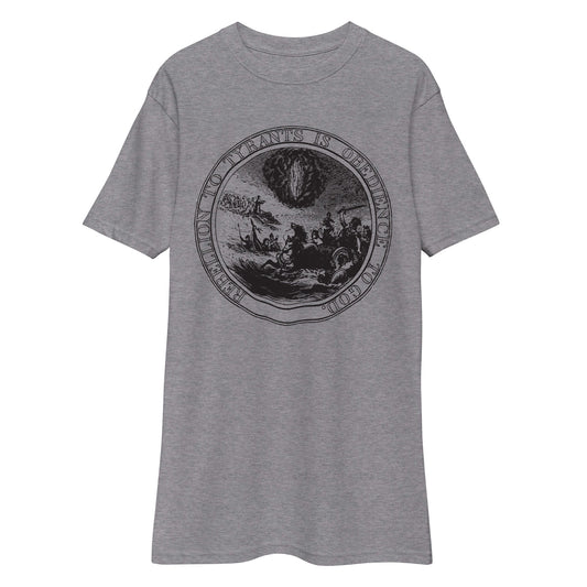 Rebellion to Tyrants is Obedience To God Franklin Motto Men’s Heavyweight Tee