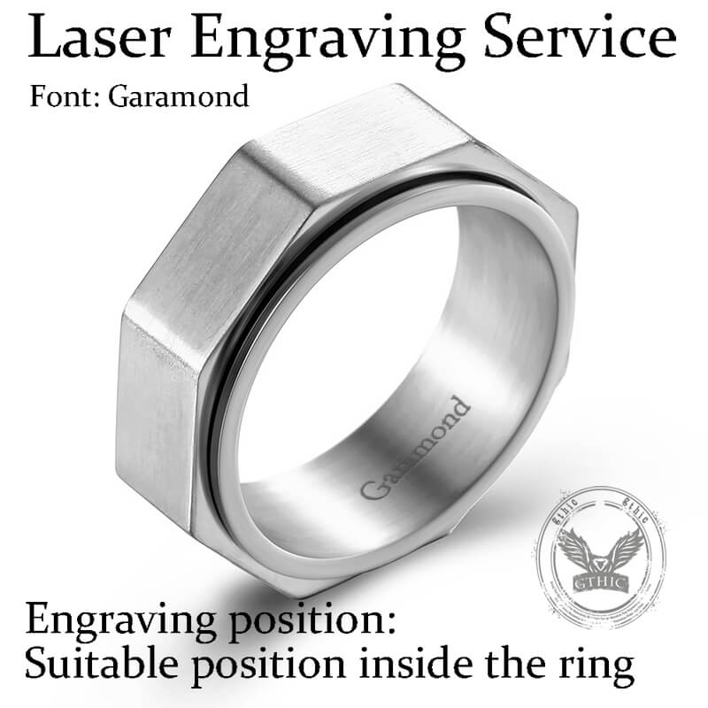 Minimalist Octagonal Nut Stainless Steel Spinner Ring