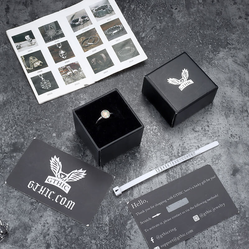 Minimalist Round Opal Stainless Steel Gemstone Ring