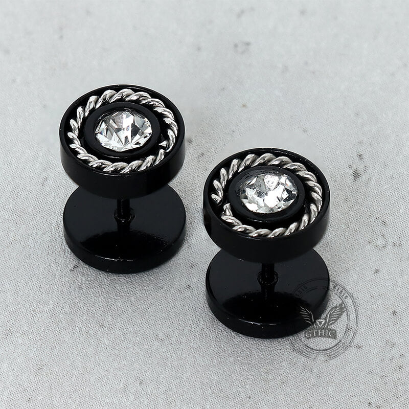Minimalist Round Zircon Stainless Steel Stud Earrings