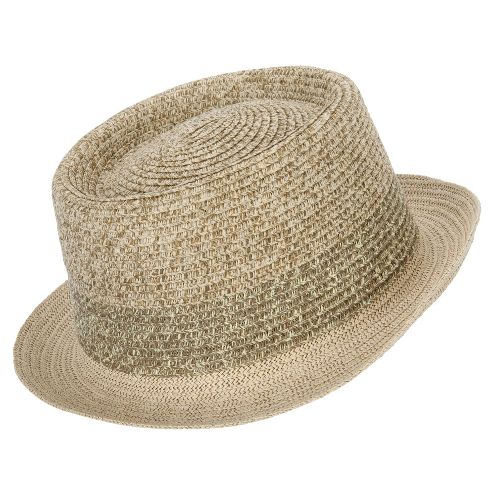 Men's Multi Tweed Paper Braid Pork Pie Fedora Hat