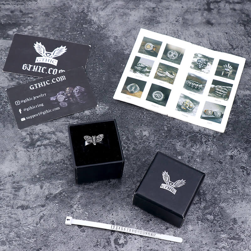 Moth Skull Stainless Steel Animal Ring