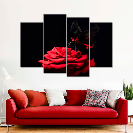 Butterfly Kissing The Rose Wall Art
