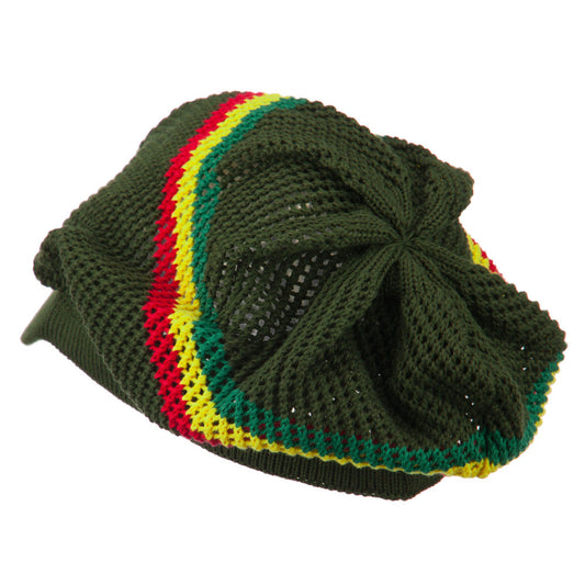 Big Size Mesh Rasta Deep Visored Beanie