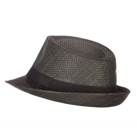 Men's Woven Paper Fedora Hat with Black Band