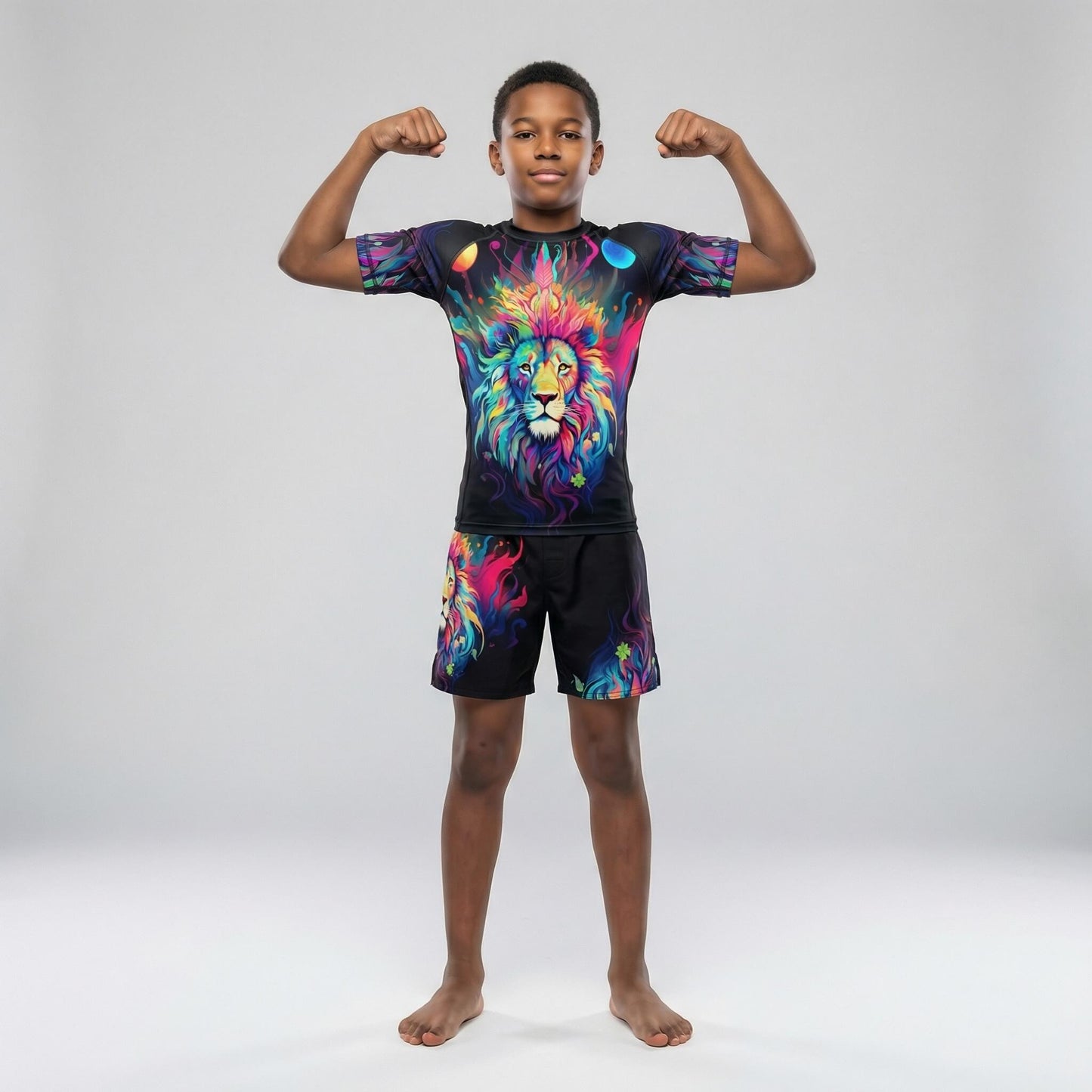 MYSTICAL LION KIDS SHORT SLEEVE RASH GUARD