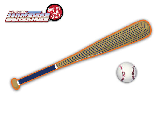Navy & Orange Baseball Bat WiperTags with Ball Decal