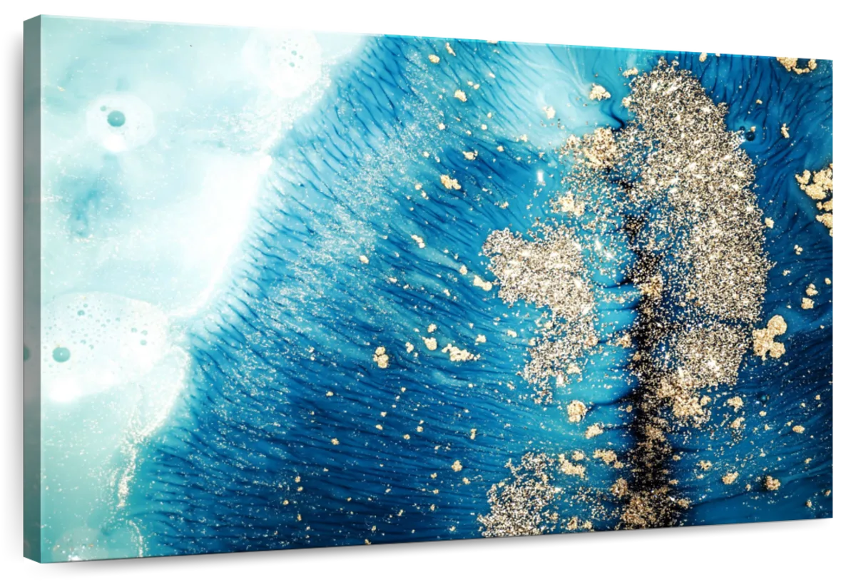 Blue White Gold Abstract Wall Art