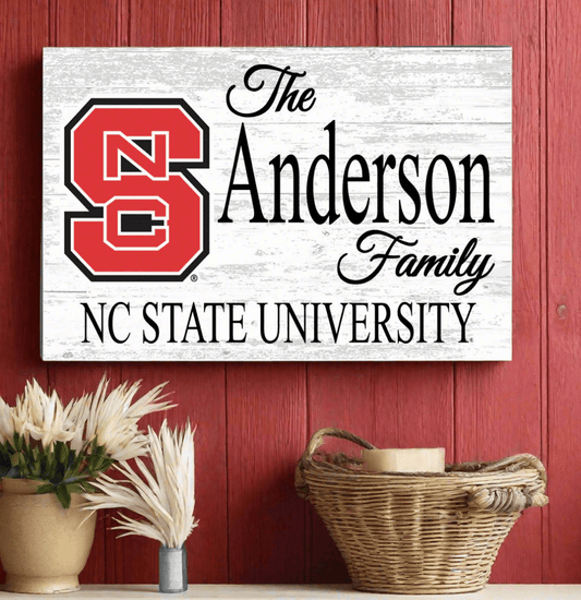 NC State Family Name Sign – Personalized NC State University Wall Art