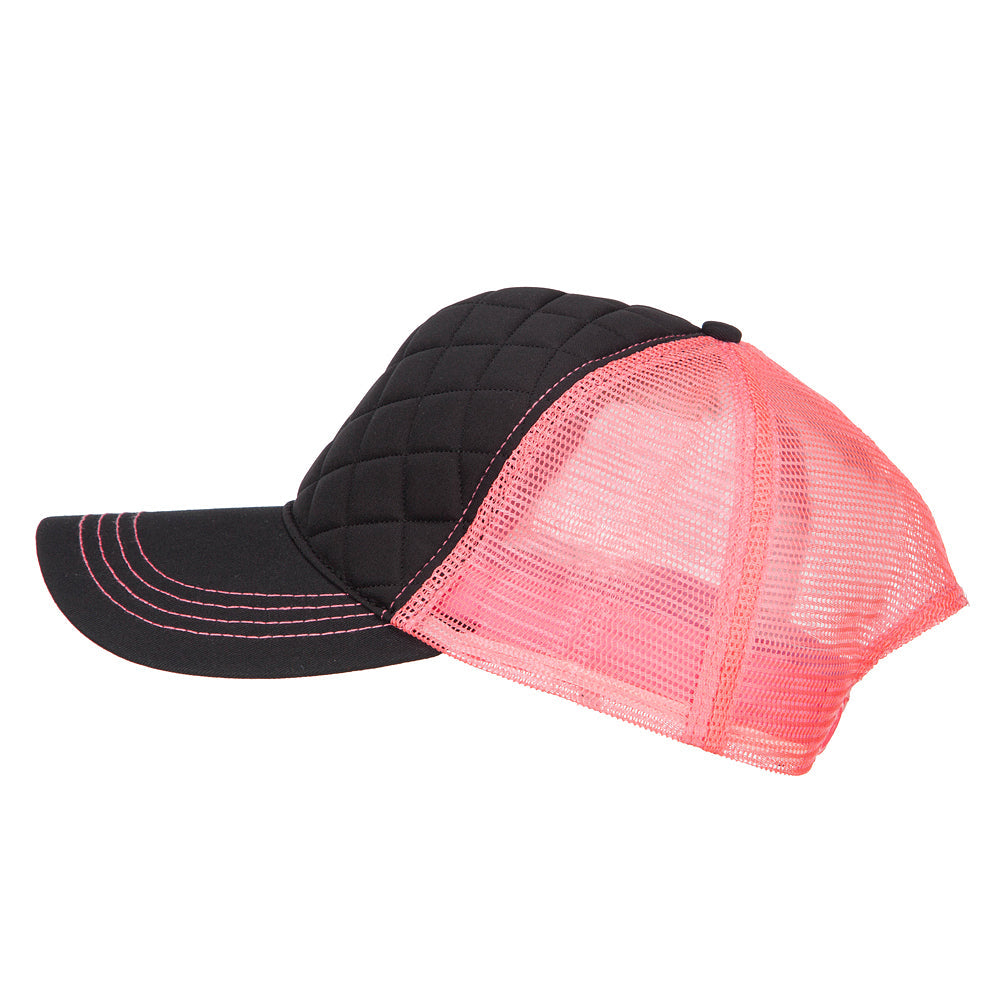 Quilted Trucker Two Tone Neon Mesh Big Size Cap