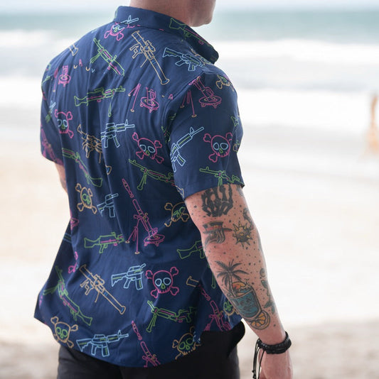 Neon Lights & Gun Fights Button-up