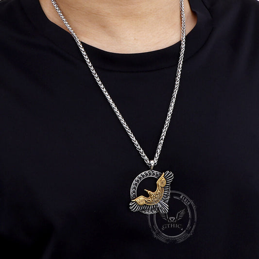 Nordic Odin Raven Stainless Steel Viking Pendant