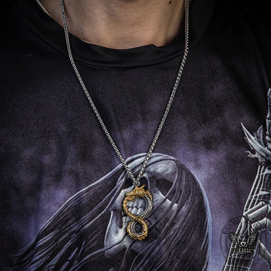 Norse Dragon Stainless Steel Ouroboros Pendant