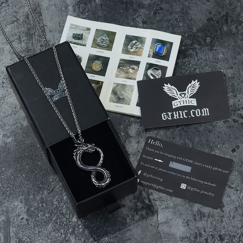 Norse Dragon Stainless Steel Ouroboros Pendant