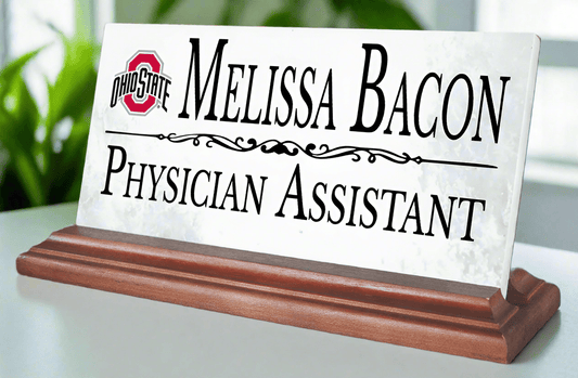 Ohio State Desk Nameplate – Custom Marble Name Sign with Personalized Title