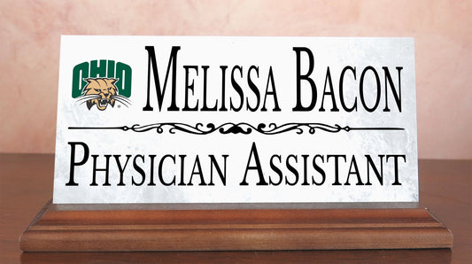 Ohio University Desk Nameplate – Custom Marble Name Sign with Title