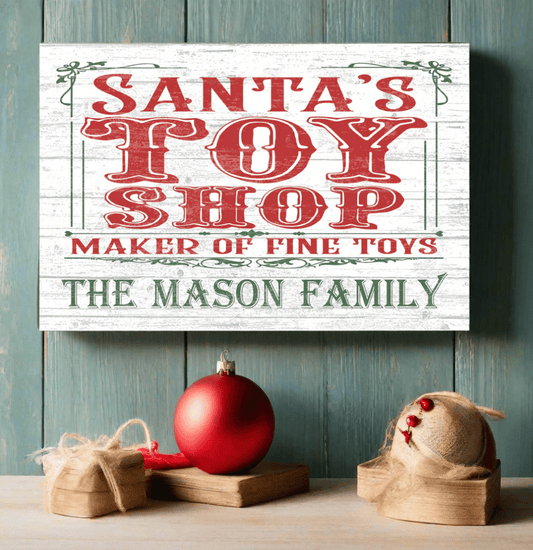 Old Fashioned Christmas Sign Santa's Toy Shop Christmas Holiday Sign Personalized