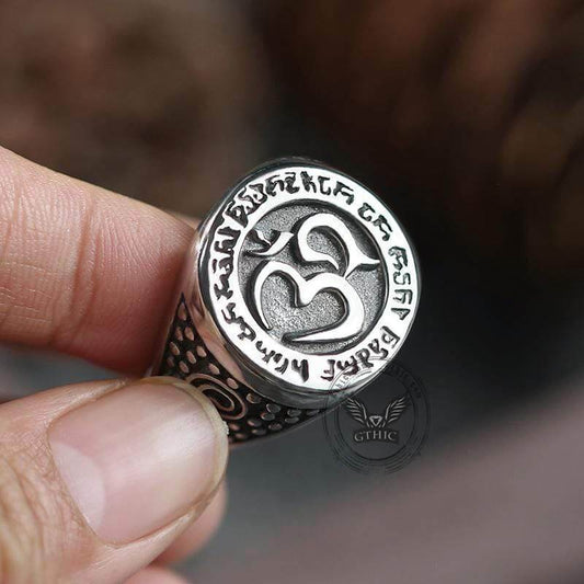 Om Aum Yoga Stainless Steel Ring