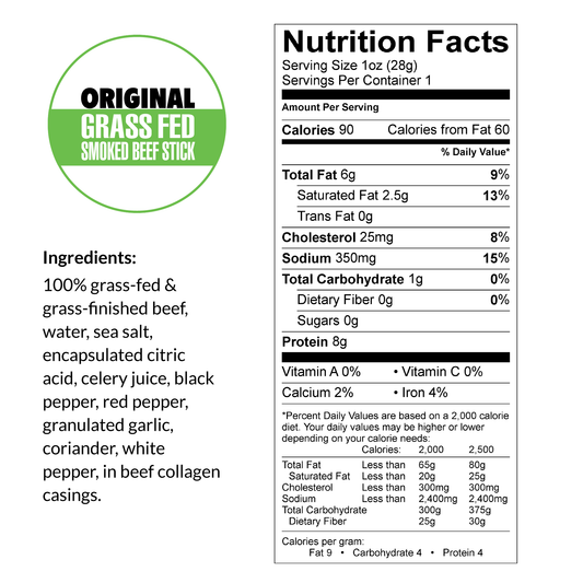 Variety - Original, Jalapeño, Smokey Sweet, 100% Grass-Fed Beef Sticks