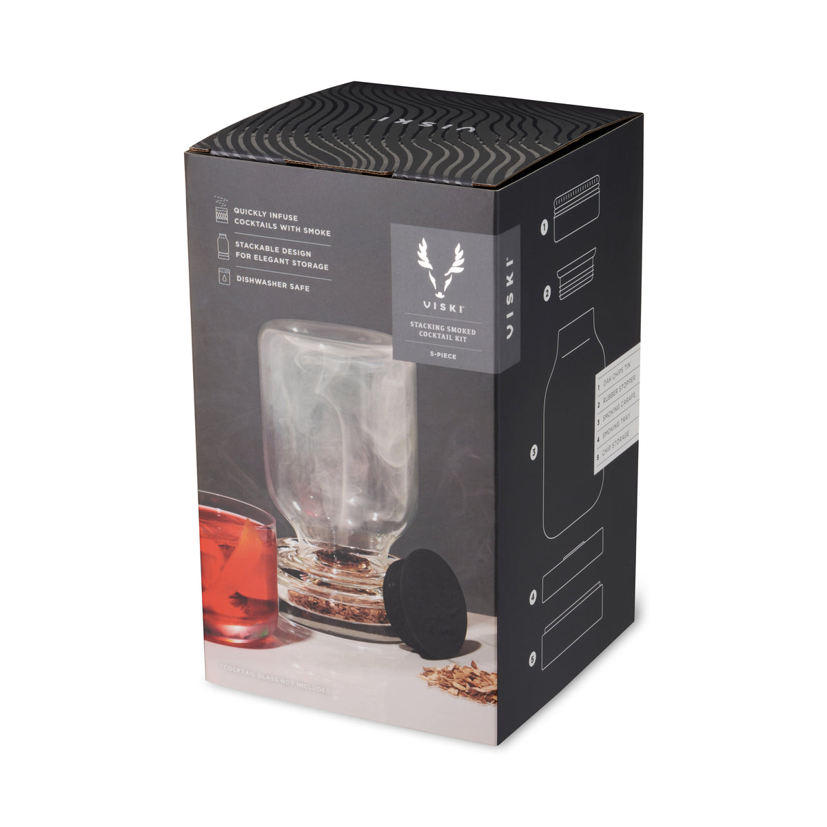 5 Piece Stacking Smoked Cocktail Kit