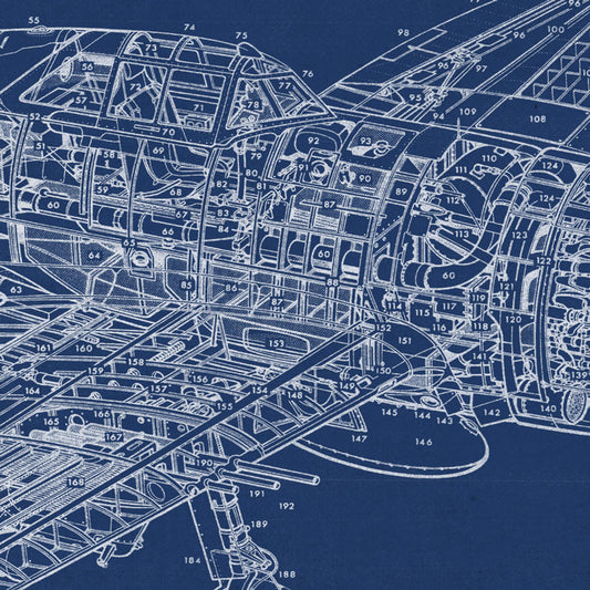 Republic P-47 Cutaway Blueprint Giclée 18x12 Art Print