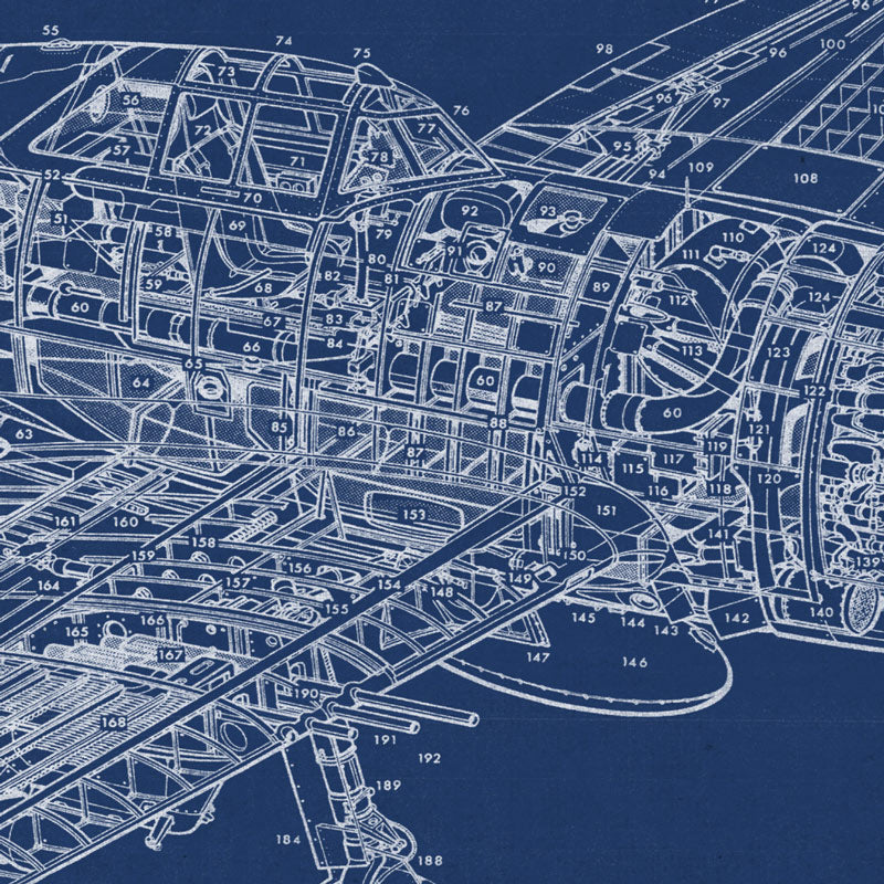 Republic P-47 Cutaway Blueprint 18x12 Inch Framed Print