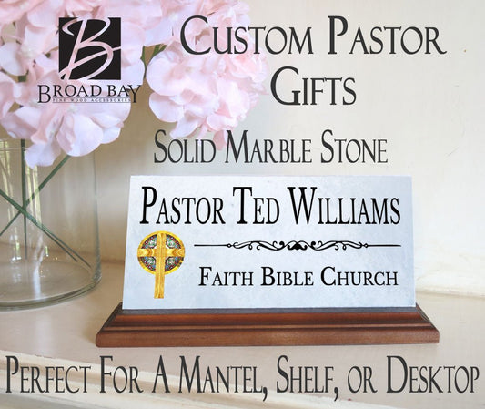 Church Desk Nameplate – Custom Marble Gift for Clergy, Pastors & Church Staff