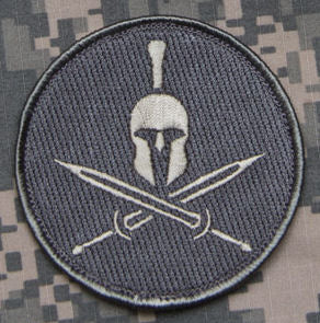 Crossed Swords Spartan Helmet Morale Patch - Hook Fastener