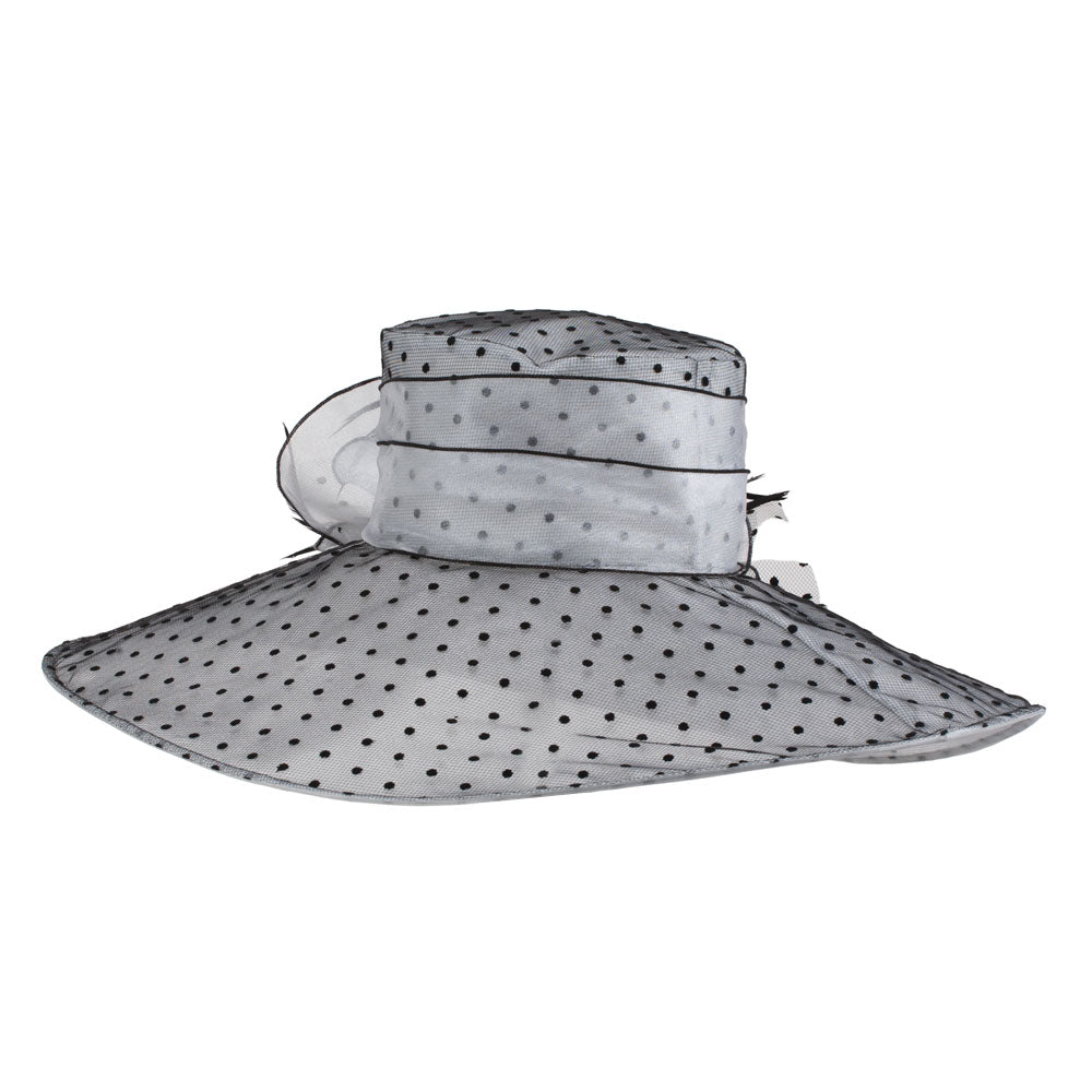 Polka Dot Designed Flower Detailed Organza Hat