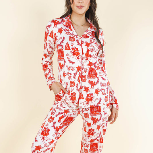 The Santa Slays | Christmas Toile SleepDeep™ Women’s Long Sleeve Pajama Set
