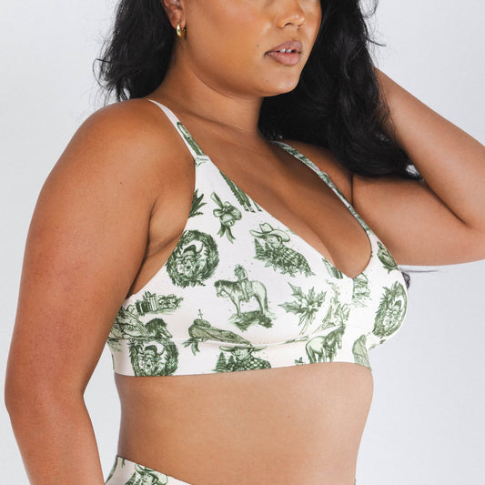 The Western Wonderland | Western Toile Boob Hammock™ Plunge Bralette