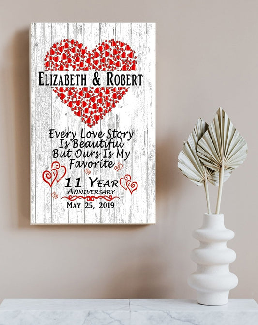 Personalized 11 Year Anniversary Gift 11th For Husband or Wife - Him Her or A Couple