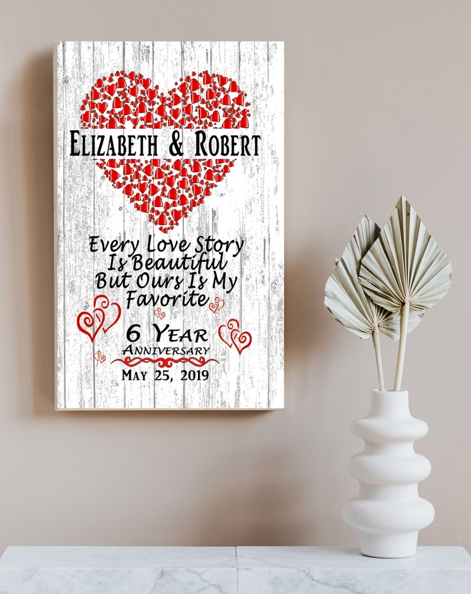Personalized 6 Year Anniversary Gift Sign 6th For Husband or Wife - Him Her or A Couple