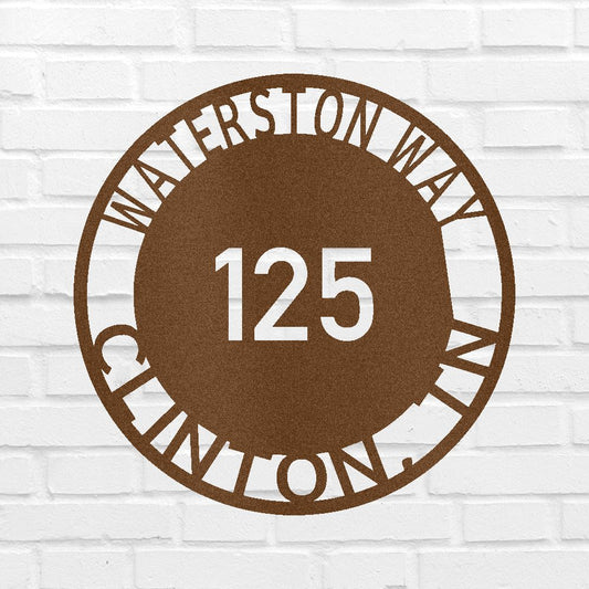 Bold Circle Home Address Personalized Gifts - Custom Metal Sign