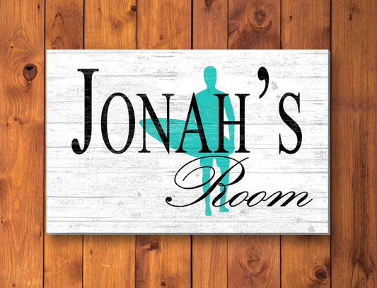 Personalized Boys Room Name Sign Surfing Theme