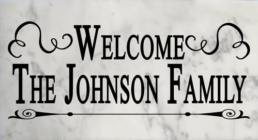 Personalized Family Name Welcome Sign Custom Outdoor Marble Stone Home Gift